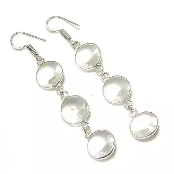 Серьги ручной работы из стерлингового серебра 925 пробы с натуральным белым топазом 2,84 дюйма r7z95