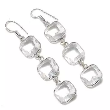 Серьги ручной работы из стерлингового серебра 925 пробы с натуральным белым топазом 2,76 дюйма y8n71