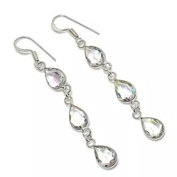 Серьги ручной работы из стерлингового серебра 925 пробы с натуральным белым топазом 2,60 дюйма c4O82