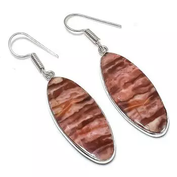 Серьги ручной работы из стерлингового серебра 925 пробы с натуральным драгоценным камнем Rossita Jasper 2,17 дюйма Y4m20