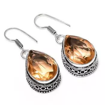 Серьги ручной работы из стерлингового серебра 925 пробы с драгоценным камнем морганит 1,50 1.5 персиковый