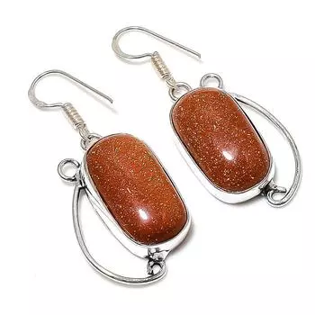 Серьги ручной работы из стерлингового серебра 925 пробы с натуральным красным солнечным камнем 1,89 дюйма O8a13