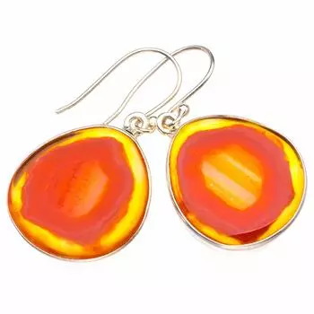 Серьги ручной работы из стерлингового серебра 925 пробы с натуральным халцедоном Fariy 1,5 дюйма D3742