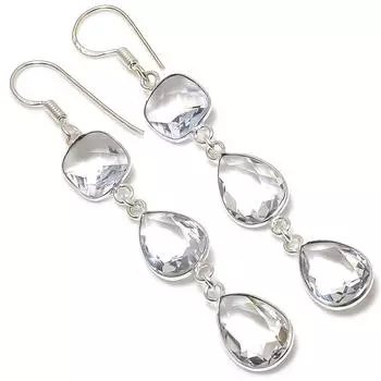 Серьги ручной работы из стерлингового серебра 925 пробы с натуральным белым топазом 2,88 дюйма a3p10