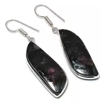 Серьги ручной работы из стерлингового серебра 925 пробы с натуральным эвдиалитом 2,09 дюйма p7e07