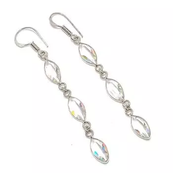 Серьги ручной работы из стерлингового серебра 925 пробы с натуральным белым топазом 2,84 дюйма M1H26