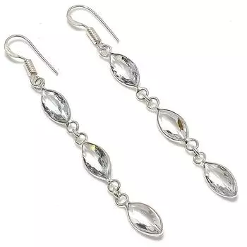 Серьги ручной работы из стерлингового серебра 925 пробы с натуральным белым топазом 2,88 дюйма S2L40