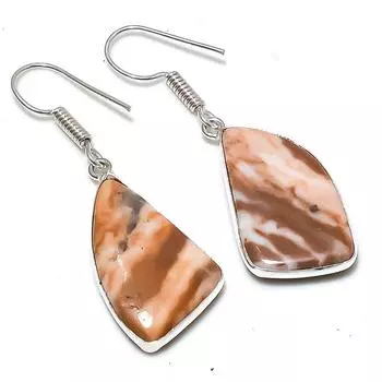 Серьги ручной работы из стерлингового серебра 925 пробы с натуральным драгоценным камнем Rossita Jasper 1,77 дюйма q4z33