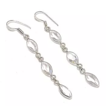 Серьги ручной работы из стерлингового серебра 925 пробы с натуральным белым топазом 2,80 дюйма m2b47