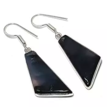 Серьги ручной работы из стерлингового серебра 925 пробы с натуральным полосатым агатом, 1,89 дюйма, O6H14