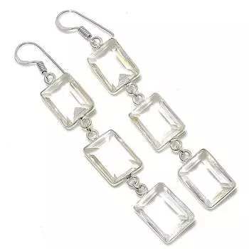 Серьги ручной работы из стерлингового серебра 925 пробы с белым топазом 2,99 дюйма z6l33