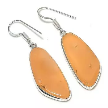 Серьги ручной работы из стерлингового серебра 925 пробы с натуральным озерным агатом размером 1,85 дюйма z6k35