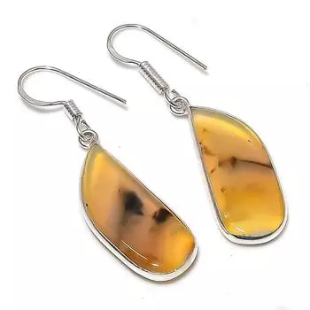 Серьги ручной работы из стерлингового серебра 925 пробы с натуральным агатом Монтаны 1,81 дюйма J4R58