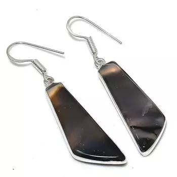 Серьги ручной работы из стерлингового серебра 925 пробы с натуральным агатом Монтаны 2,05 дюйма j4J80