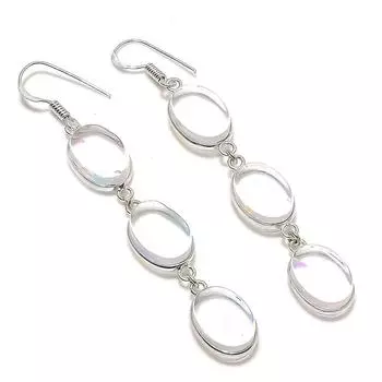 Серьги ручной работы из стерлингового серебра 925 пробы с натуральным белым топазом 3,07 дюйма m2F83