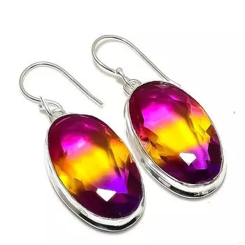 Серьги ручной работы из стерлингового серебра 925 пробы с двухцветным турмалином и драгоценным камнем 1,89 дюйма s9i70