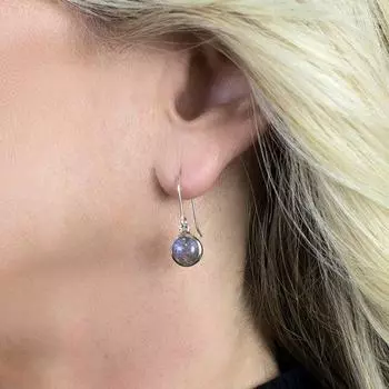 Серьги ручной работы из стерлингового серебра 925 пробы с драгоценным камнем лабрадоритом, эффектные женские серьги, подарок для нее. синий