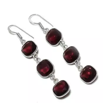 Серьги ручной работы из стерлингового серебра 925 пробы с натуральным розовым аметистом 2,56 дюйма Q9J43