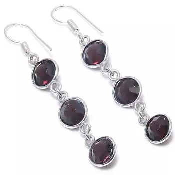 Серьги ручной работы из стерлингового серебра 925 пробы с натуральным аметистом 2,29 дюйма W4o33