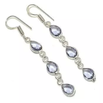 Серьги ручной работы из стерлингового серебра 925 пробы с натуральным аметистом 2,36 дюйма W1i35