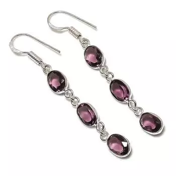 Серьги ручной работы из стерлингового серебра 925 пробы с натуральным аметистом 2,29 дюйма F6r71