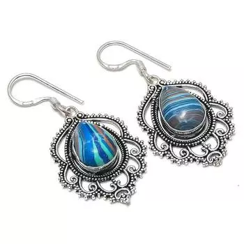 Серьги ручной работы из стерлингового серебра 925 пробы с натуральным камнем кальций 1,89 дюйма D2i81