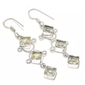 Серьги ручной работы из стерлингового серебра 925 пробы с натуральным белым топазом 2,48 дюйма, W8h64