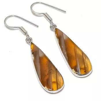 Серьги ручной работы из стерлингового серебра 925 пробы с натуральным агатом Монтаны 1,97 дюйма K9p68