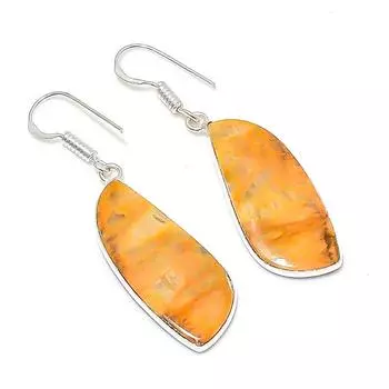 Серьги ручной работы из стерлингового серебра 925 пробы с натуральным агатом 2,05 дюйма P0s31