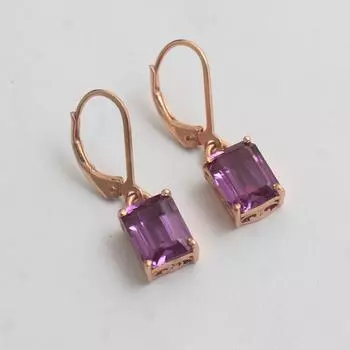 Серьги ручной работы с аметистом и розовым золотом, 100% серебро 925 пробы, ювелирные изделия с февральским камнем розового золота