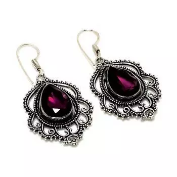 Серьги ручной работы с аметистовым драгоценным камнем, посеребренные 925 пробы, 1,70 дюйма