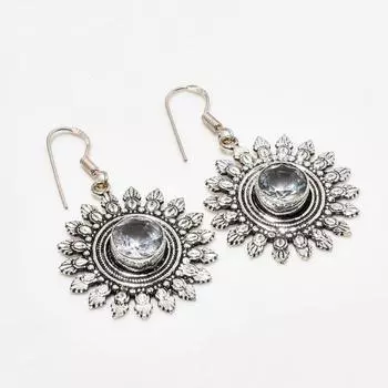 Серьги ручной работы с белым топазом, посеребренные 925 пробы, 1,74 дюйма