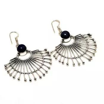 Серьги ручной работы с драгоценным камнем лазурит, посеребренные 925 пробы, 2,12 дюйма