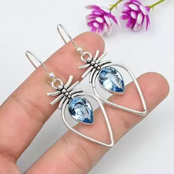 Серьги ручной работы с драгоценными камнями танзанит, серьги из цельного серебра 925 пробы, антикварные ювелирные изделия, серьги для подарка на помолвку