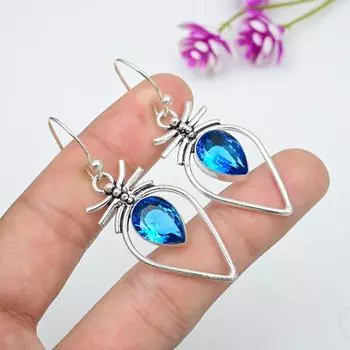 Серьги ручной работы с драгоценными камнями танзанит, серьги из цельного серебра 925 пробы, антикварные ювелирные изделия, серьги для подарка на помолвку