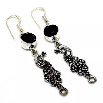 Серьги ручной работы с дымчатым топазом, посеребренные, 925 пробы, 2,38 дюйма