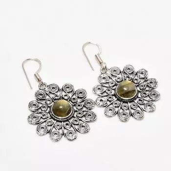 Серьги ручной работы с лабрадоритом, посеребренные 925 пробы, 1,70 дюйма