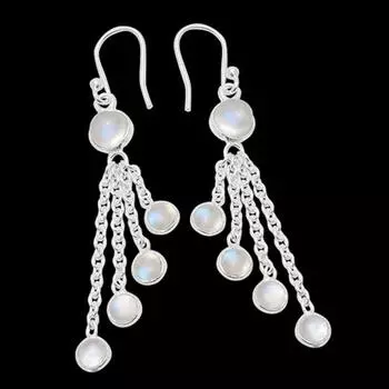 Серьги ручной работы с лунным камнем, женские висячие серьги, подарок для нее, серебро 925 пробы, серьги с лунным камнем