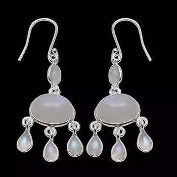Серьги ручной работы с лунным камнем, женские серьги, серебро 925 пробы, серьги с камнем по дате рождения, подарок для нее