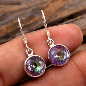 Серьги ручной работы с мистическим топазом и цитрином, голубой топаз, ювелирные украшения из 100% стерлингового серебра 925 пробы зелёный