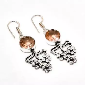 Серьги ручной работы с морганитом, посеребренные 925 пробы, 1,89 дюйма