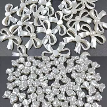 Серьги ручной работы «сделай сам», аксессуары в форме банта, акриловая бусина из АБС-пластика, искусственный жемчуг, материал ручной работы с отверстием, изготовление ювелирных изделий, детское ожерелье 2