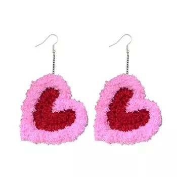 Серьги ручной работы, связанные крючком, украшение, уникальные серьги в форме сердца, аксессуар, простые крючки для вечеринок, встреч разноцветный