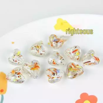 Серьги ручной работы в японском ретро-стиле в форме сердца из стеклянных бусин