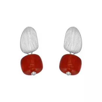 Серьги Ruyi из хурмы Guochao Matte Creative Design Серьги с круглыми бусинами красного цвета из хурмы Нежные красные серьги с темным темпераментом copper (with ear plugs)