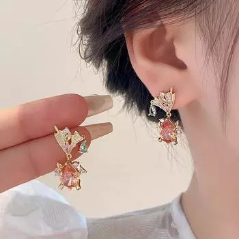 Серьги-рыбки с цветным цирконием, легкие роскошные персонализированные модные трендовые серьги, высококачественные серьги