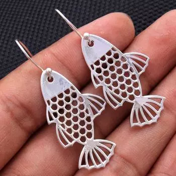 Серьги-рыбы, серебряные украшения, серьги ручной работы, украшения с животными, подарок маме