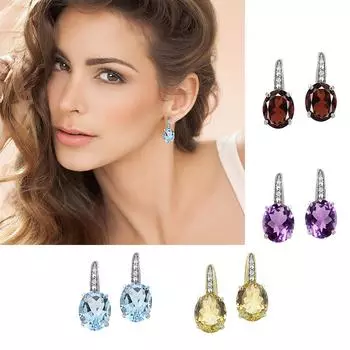 Серьги-рычаги с овальными циркониями, очаровательные, идеально подходят для женщин. красный