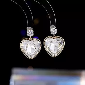 Серьги S925 из серебра с иглами, роскошный дизайн, высококачественные серьги Sweet Love, модные серьги в форме сердца с супер блеском и кристаллами, новые серьги розовый