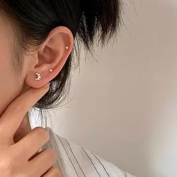 Серьги S925 с серебряным покрытием, винтажные серьги-гвоздики в виде полумесяца, мини-серьги-гвоздики со спящей косточкой и винтом, без винта